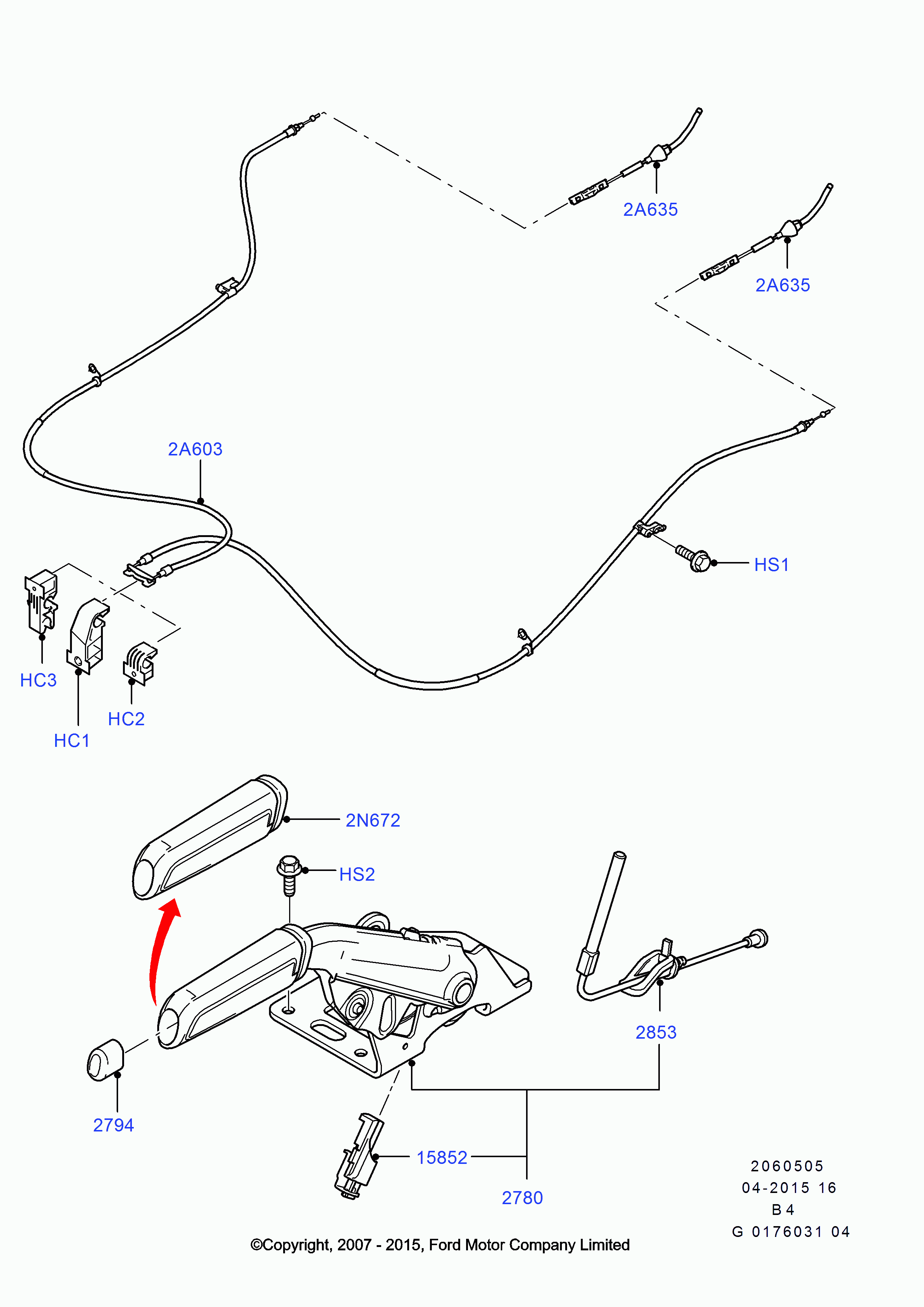FORD 1676740 - Cavo comando, Freno stazionamento www.autoricambi360.it