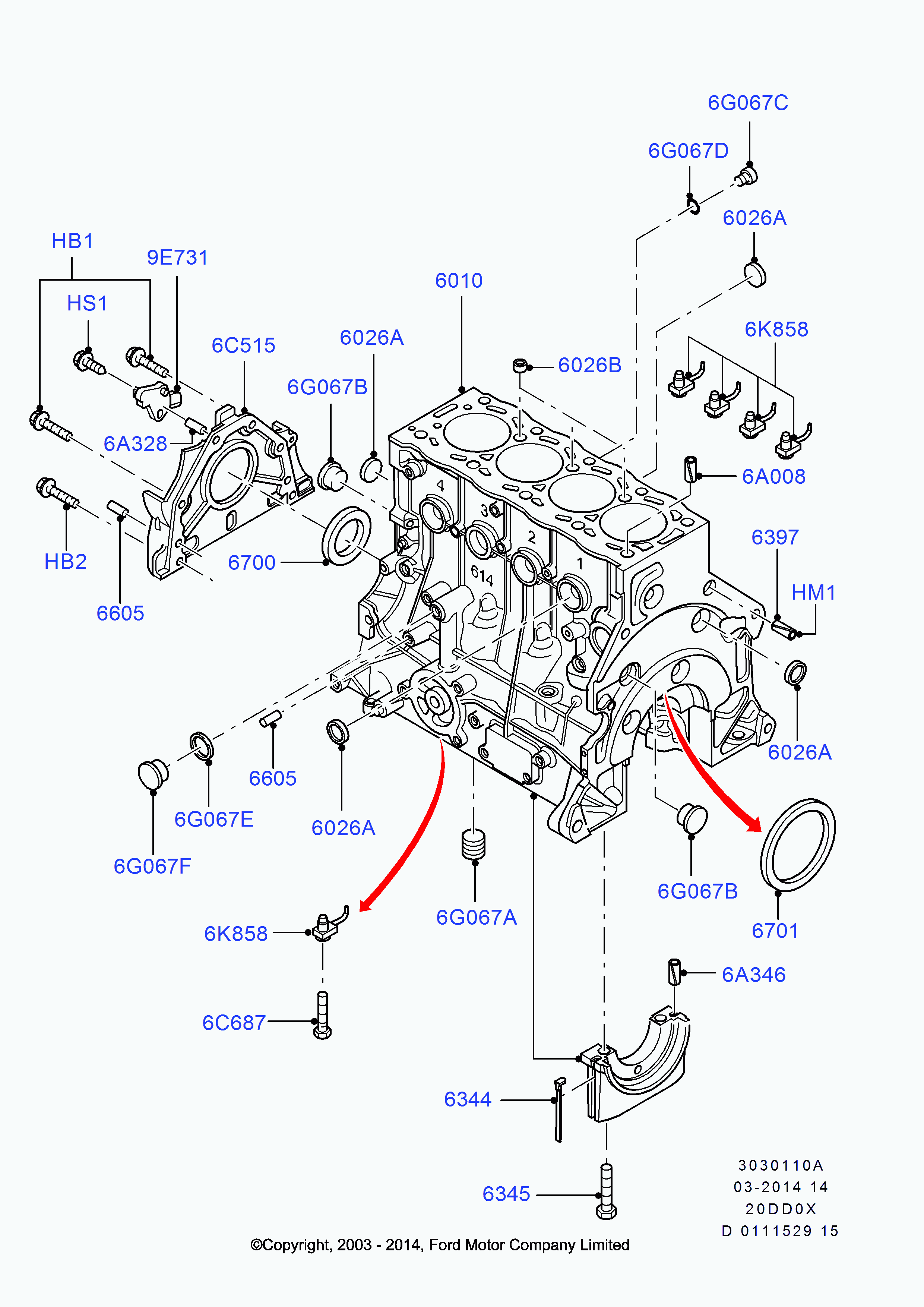 FORD 1 826 503 - Paraolio, Albero a gomiti www.autoricambi360.it