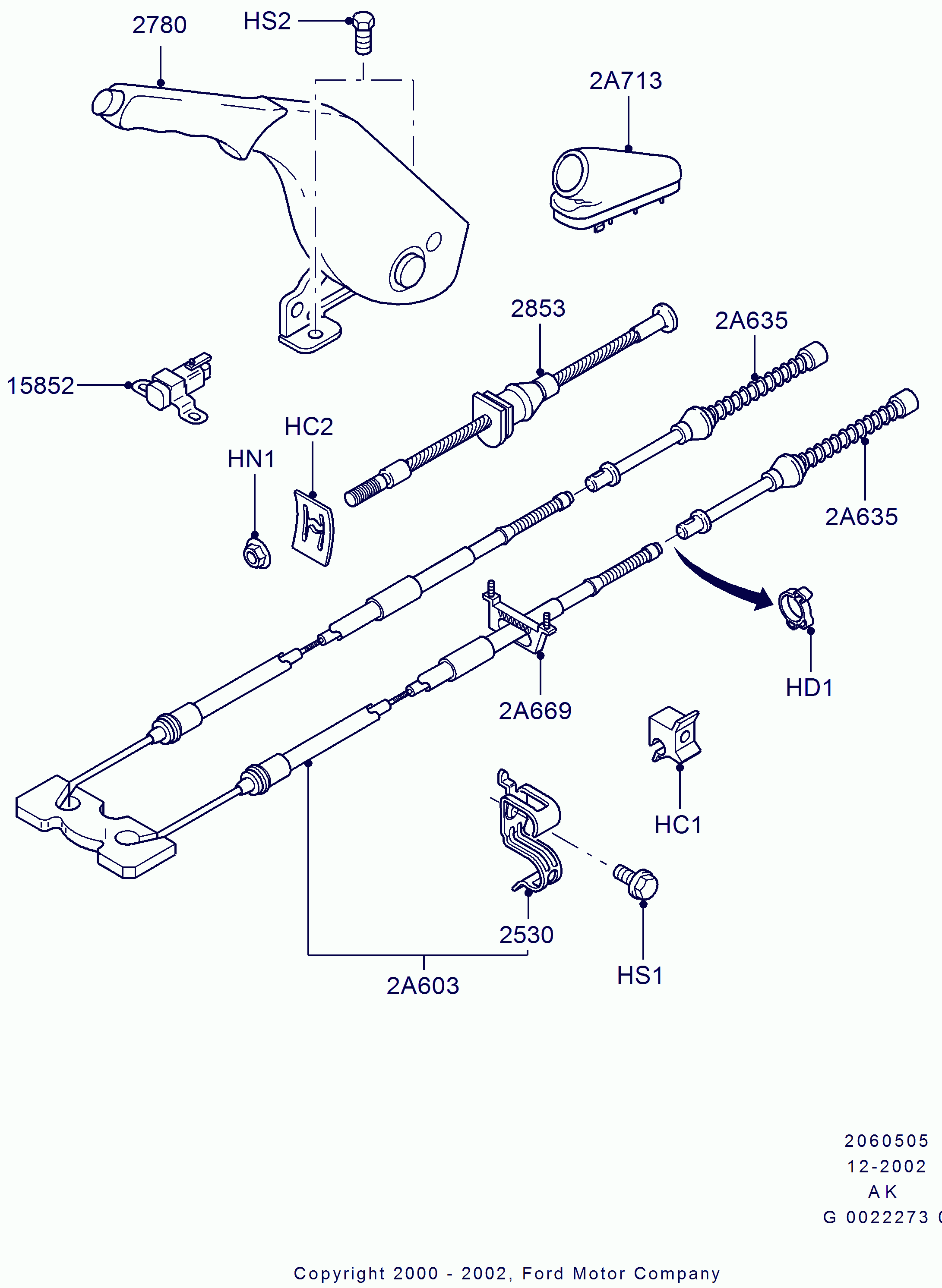FORD 1343668 - Cavo comando, Freno stazionamento www.autoricambi360.it
