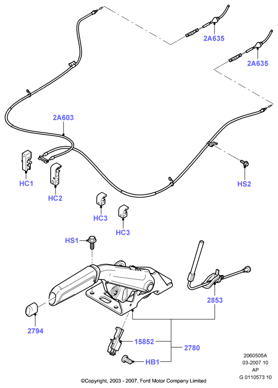 FORD 1707756 - Cavo comando, Freno stazionamento www.autoricambi360.it