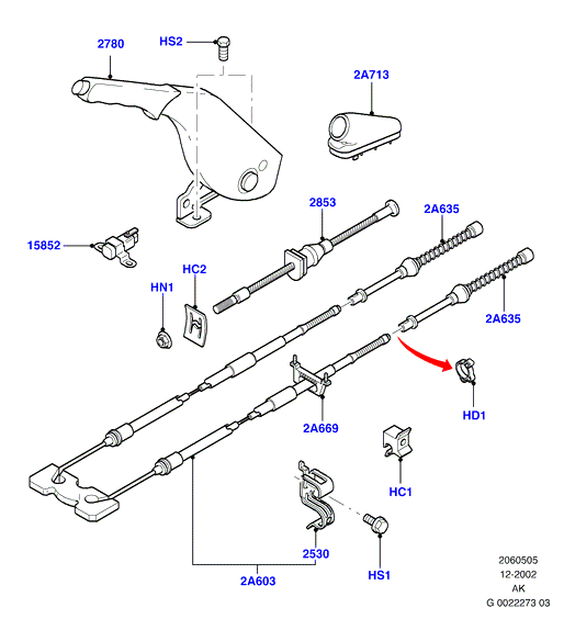 FORD 1343668 - Cavo comando, Freno stazionamento www.autoricambi360.it