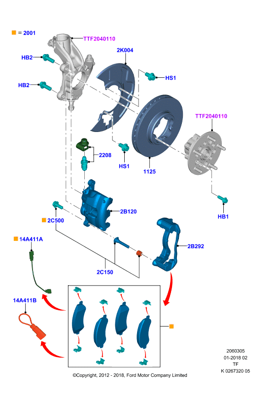 FORD 1842632 - Kit pastiglie freno, Freno a disco www.autoricambi360.it