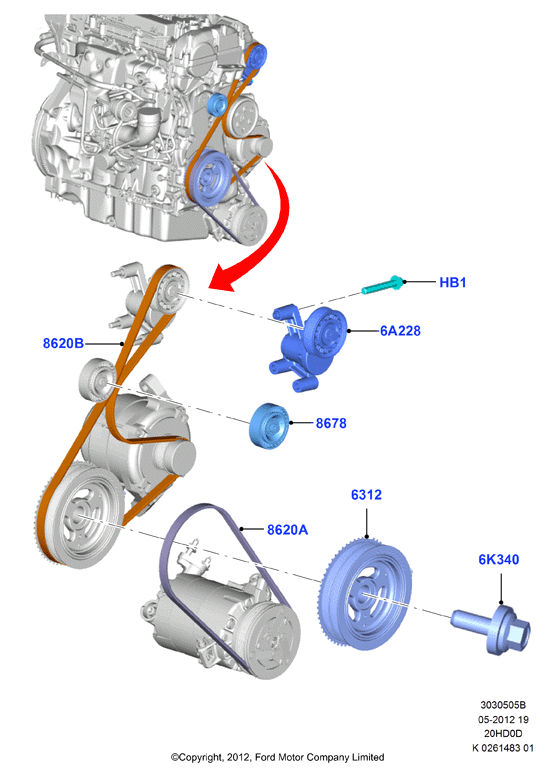 FORD 5224204 - Galoppino / Guidacinghia, Cinghia Poly-V www.autoricambi360.it