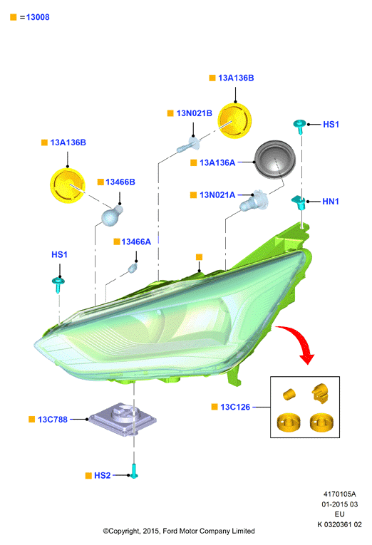 FORD 1 494 698 - Lampadina, Luce guida diurna www.autoricambi360.it