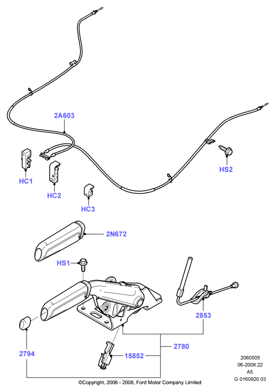 FORD 1676740 - Cavo comando, Freno stazionamento www.autoricambi360.it