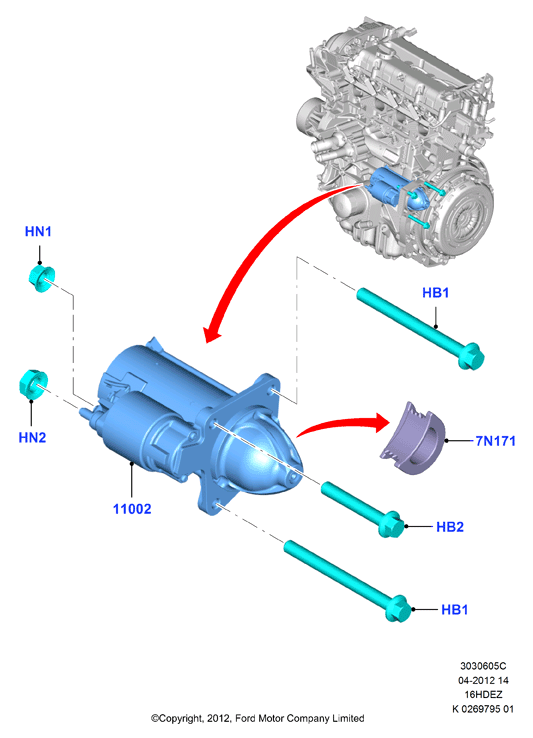 FORD 1 732 742 - Motorino d'avviamento www.autoricambi360.it