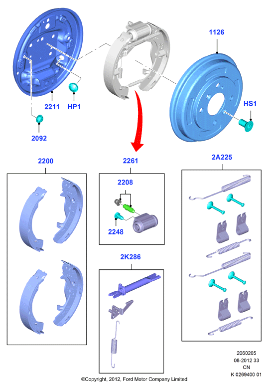 FORD 1802623 - Kit ganasce freno www.autoricambi360.it