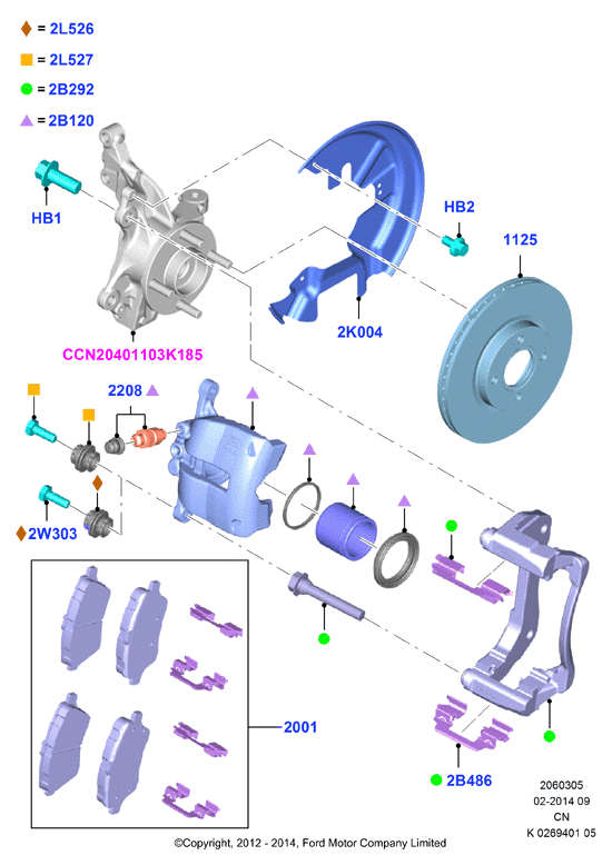 FORD 1855307 - Kit pastiglie freno, Freno a disco www.autoricambi360.it