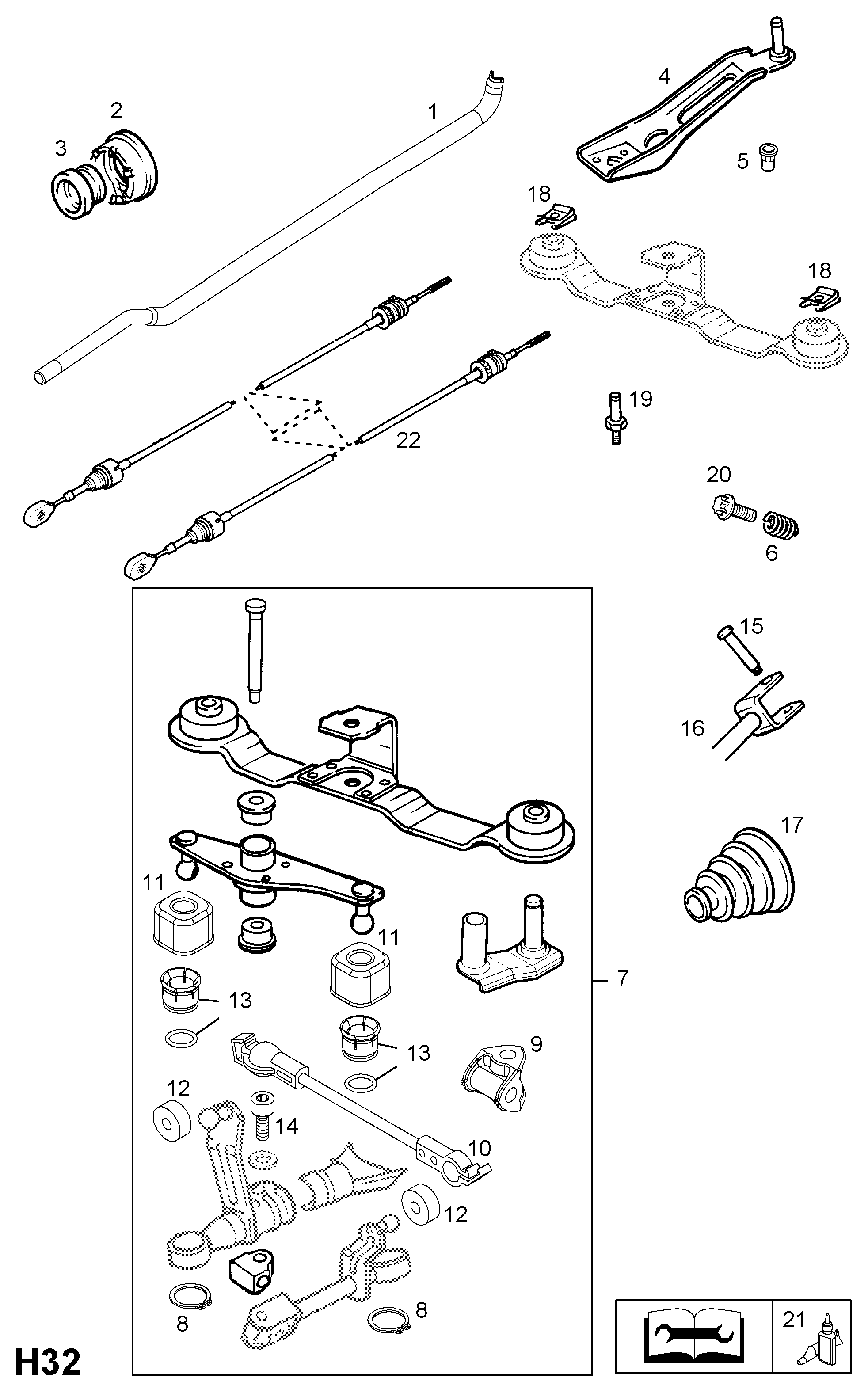 PSA 7 58 223 - Kit riparazione, Leva cambio www.autoricambi360.it