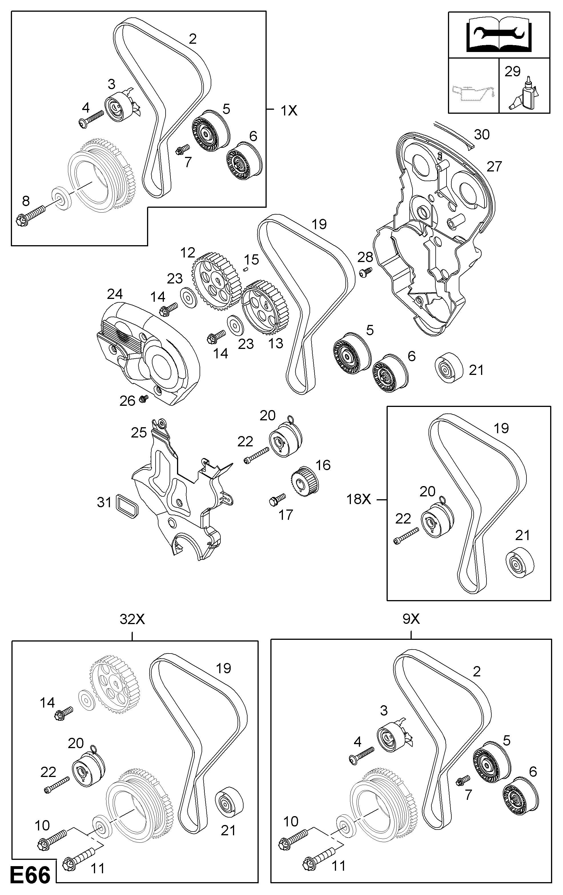 PSA 16 29 066 - Kit cinghie dentate www.autoricambi360.it