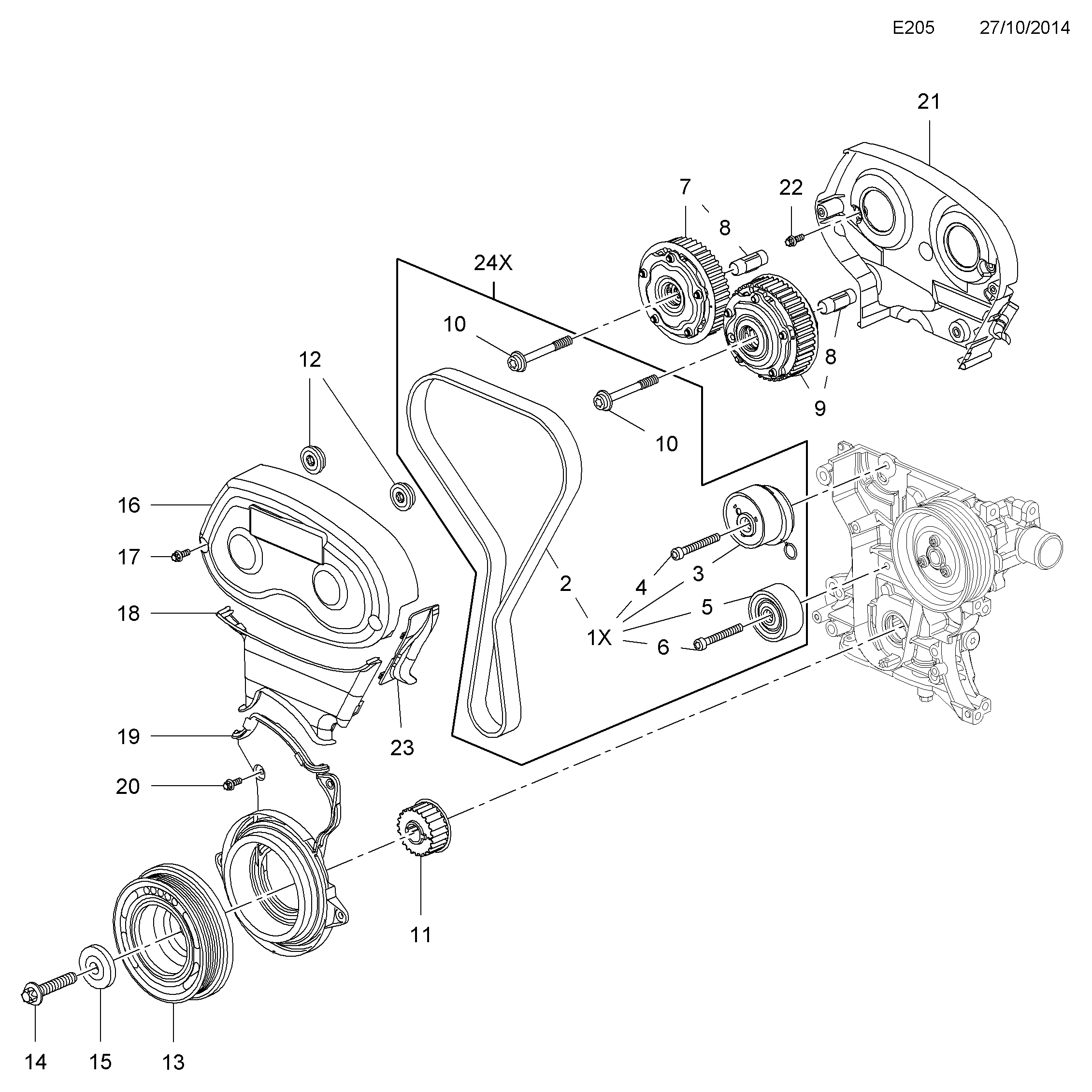 PSA 16 06 355 - Kit cinghie dentate www.autoricambi360.it