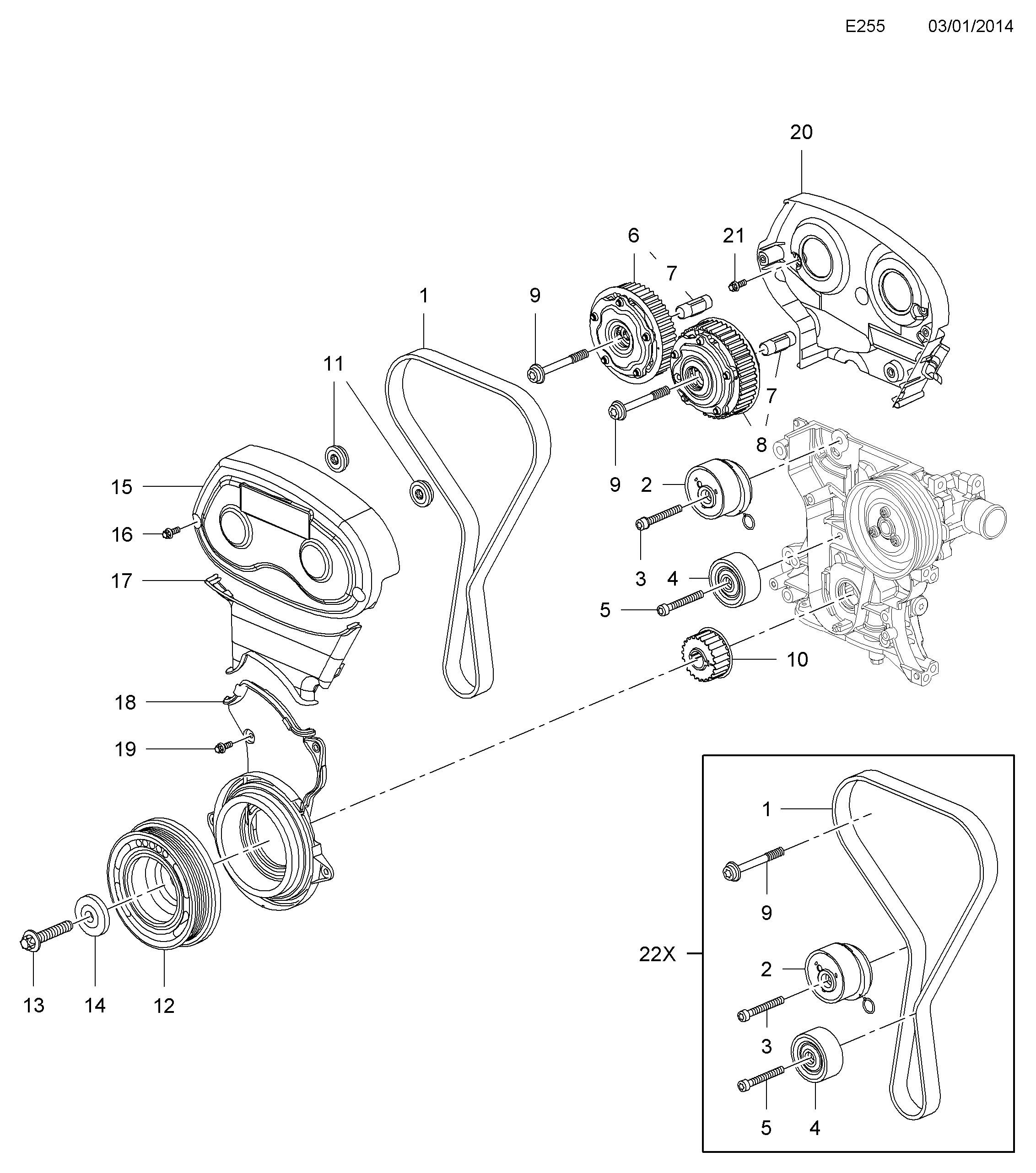 PSA 16 29 067 - Kit cinghie dentate www.autoricambi360.it