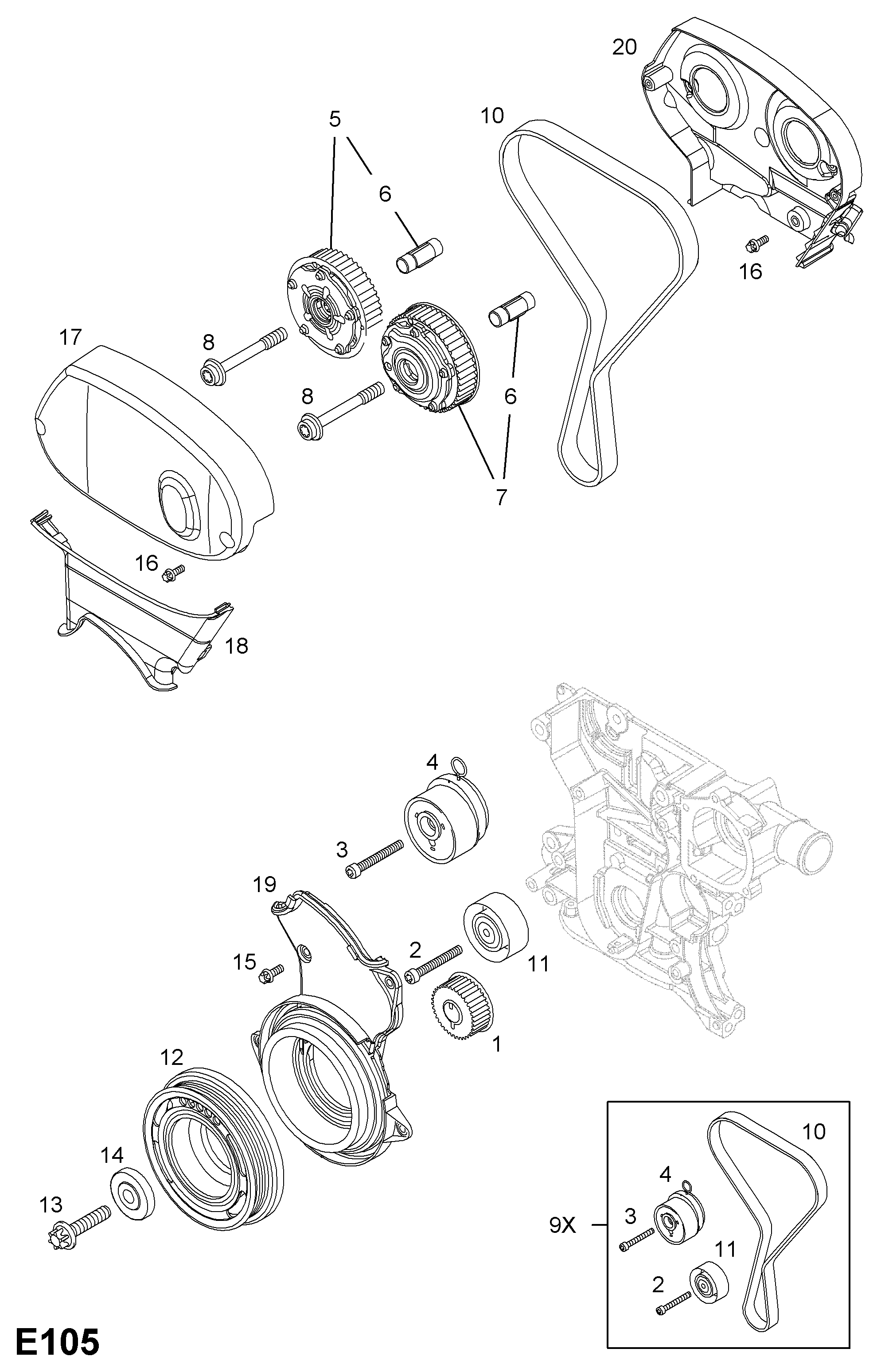 PSA 16 06 355 - Kit cinghie dentate www.autoricambi360.it