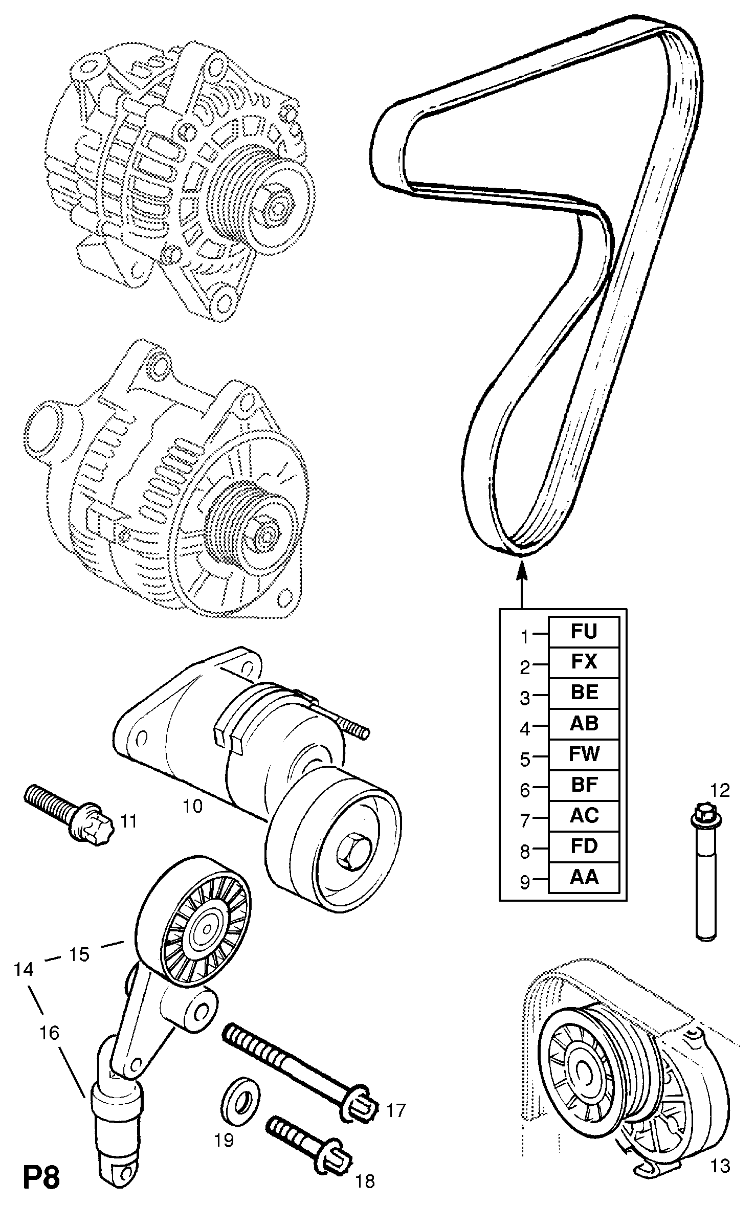 PSA 20 48 992 - Tendicinghia, Cinghia Poly-V www.autoricambi360.it