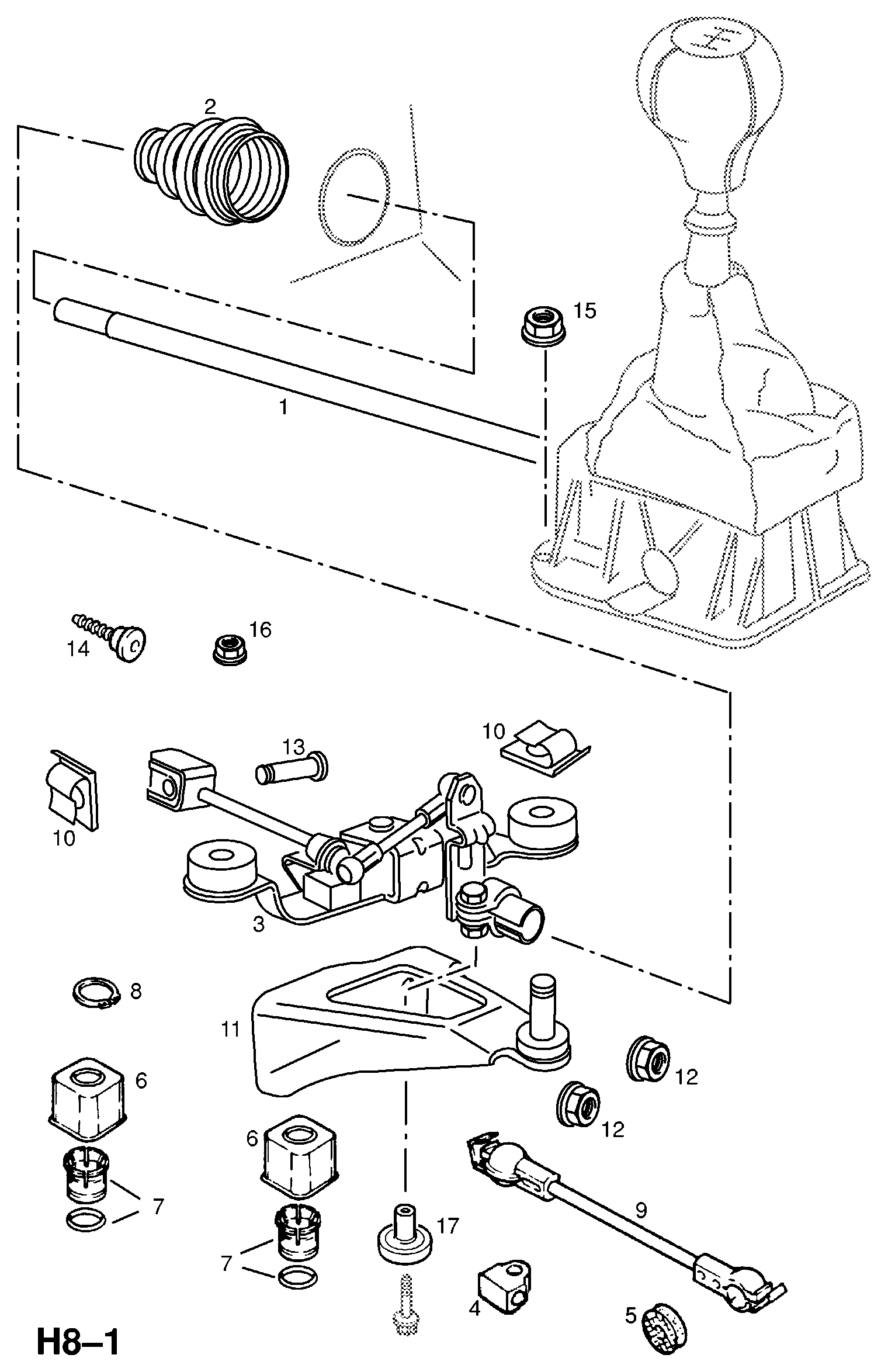 PSA 7 58 223 - Kit riparazione, Leva cambio www.autoricambi360.it