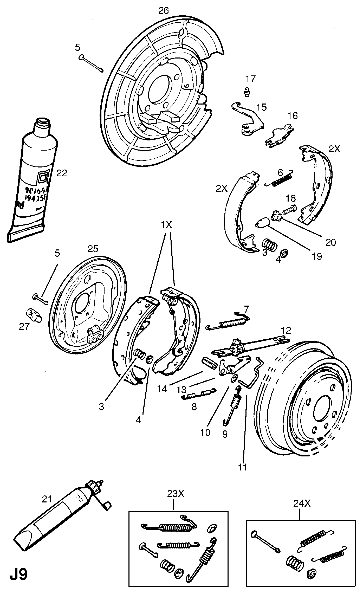 PSA 1605920 - Kit ganasce freno www.autoricambi360.it