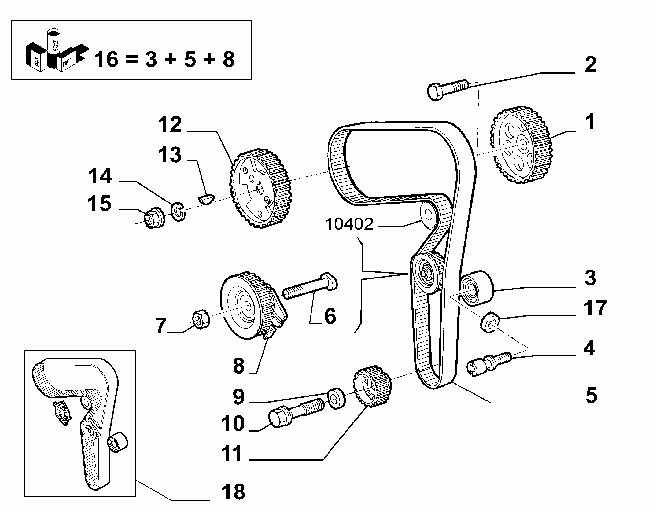 FCA 777 8565 - Pompa acqua + Kit cinghie dentate www.autoricambi360.it
