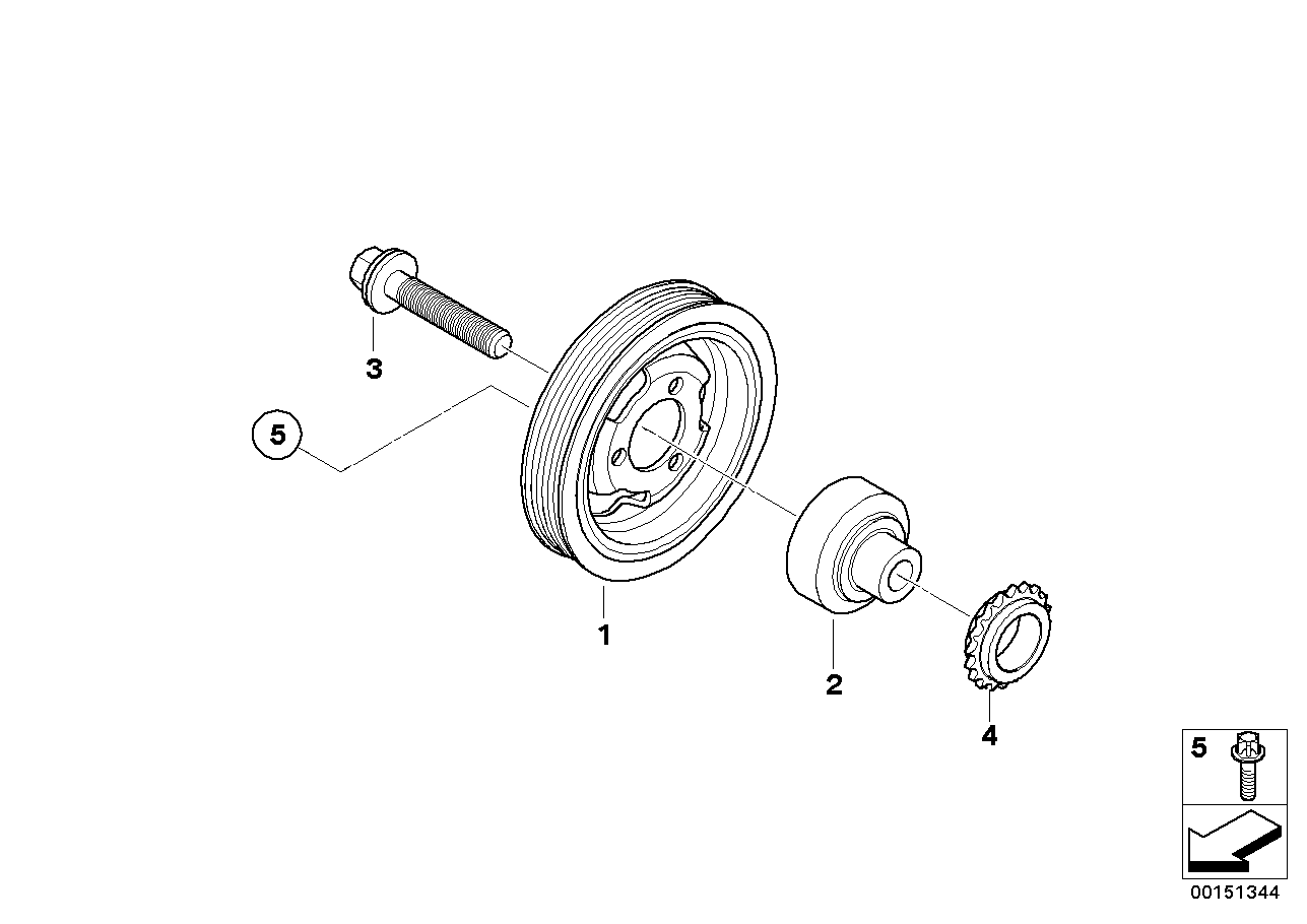 BMW 1123 7638551 - Puleggia cinghia, Albero a gomiti www.autoricambi360.it