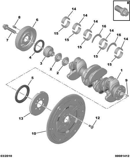 PSA V7 638 551 80 - Puleggia cinghia, Albero a gomiti www.autoricambi360.it