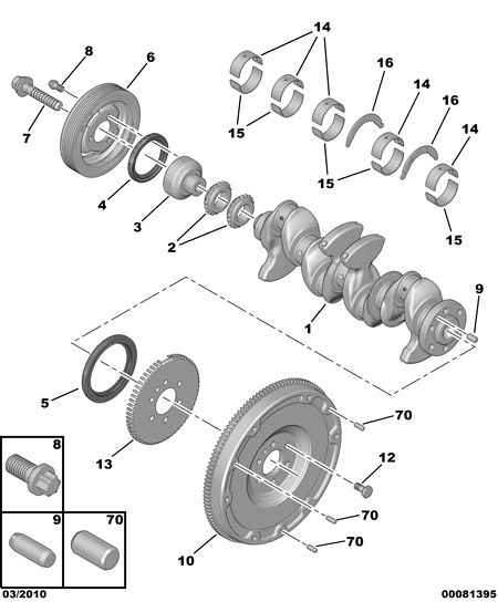 PSA V7 638 551 80 - Puleggia cinghia, Albero a gomiti www.autoricambi360.it
