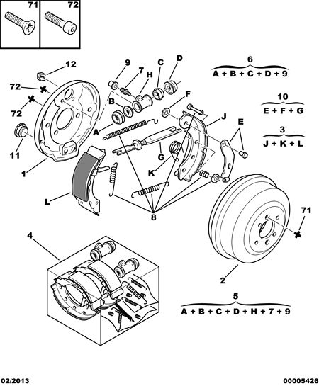 PSA 4241 K8 - Kit ganasce freno www.autoricambi360.it