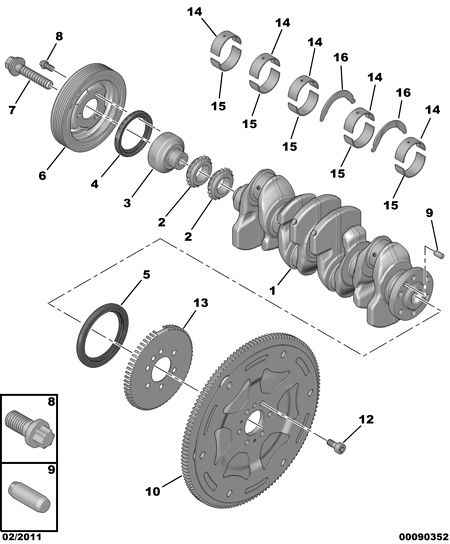 PSA 0515-T2 - Puleggia cinghia, Albero a gomiti www.autoricambi360.it