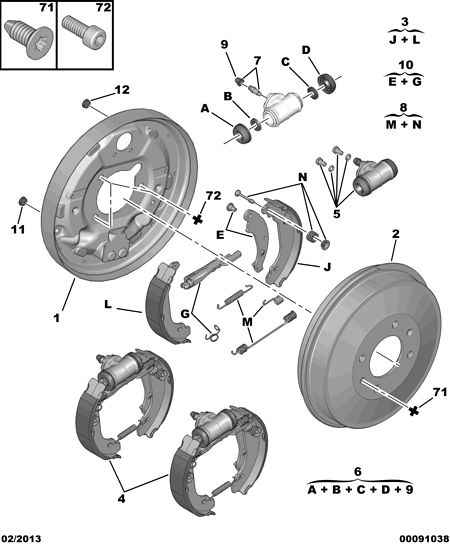 PSA 4241 L6 - Kit ganasce freno www.autoricambi360.it