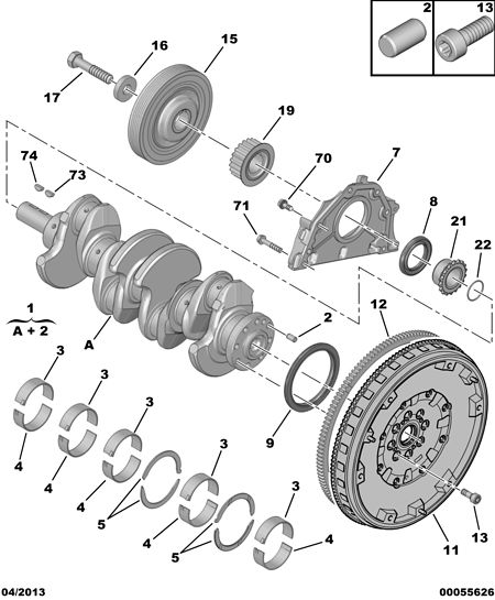 PSA 0515 S4 - Puleggia cinghia, Albero a gomiti www.autoricambi360.it