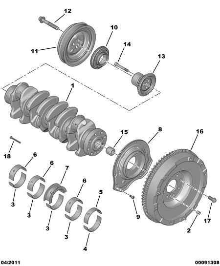 PSA 0515.S9 - Puleggia cinghia, Albero a gomiti www.autoricambi360.it
