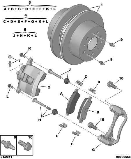 PSA 4254 69 - Kit pastiglie freno, Freno a disco www.autoricambi360.it