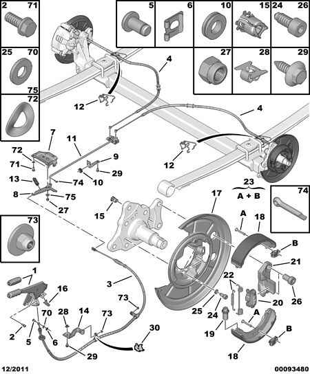 PSA 4241 N5 - Kit ganasce, Freno stazionamento www.autoricambi360.it