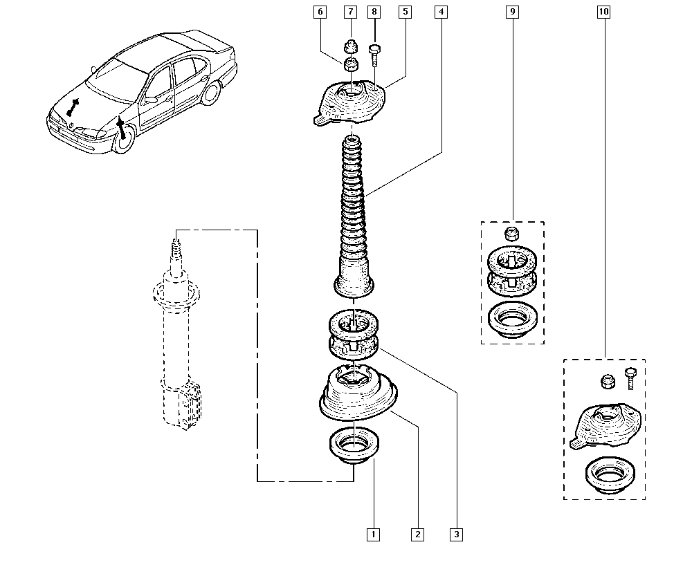 RENAULT 77 00 777 654 - Supporto ammortizzatore a molla www.autoricambi360.it