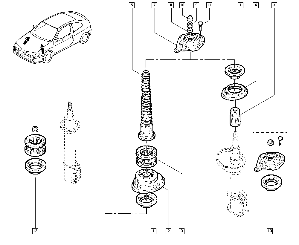 RENAULT 77 00 777 654 - Supporto ammortizzatore a molla www.autoricambi360.it