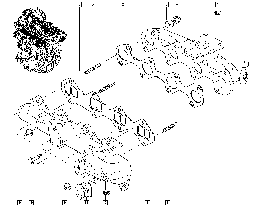 RENAULT 82 00 363 223 - Guarnizione, Collettore aspirazione www.autoricambi360.it