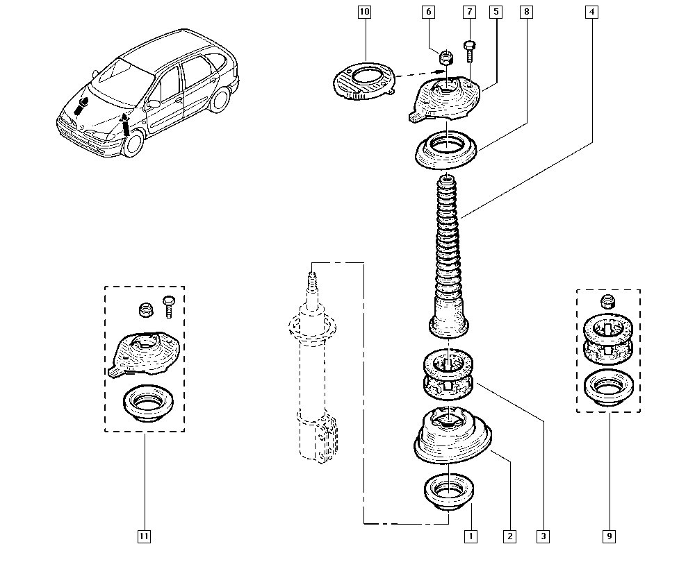 RENAULT 77 00 777 654 - Supporto ammortizzatore a molla www.autoricambi360.it