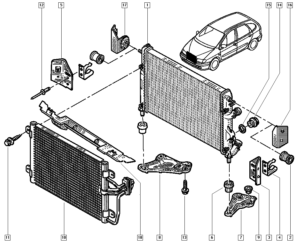 RENAULT 77 00 434 383 - Condensatore, Climatizzatore www.autoricambi360.it