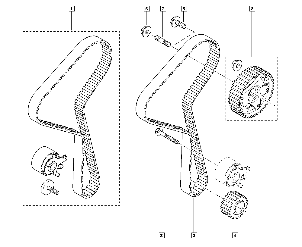 RENAULT 77 01 477 028 - Kit cinghie dentate www.autoricambi360.it