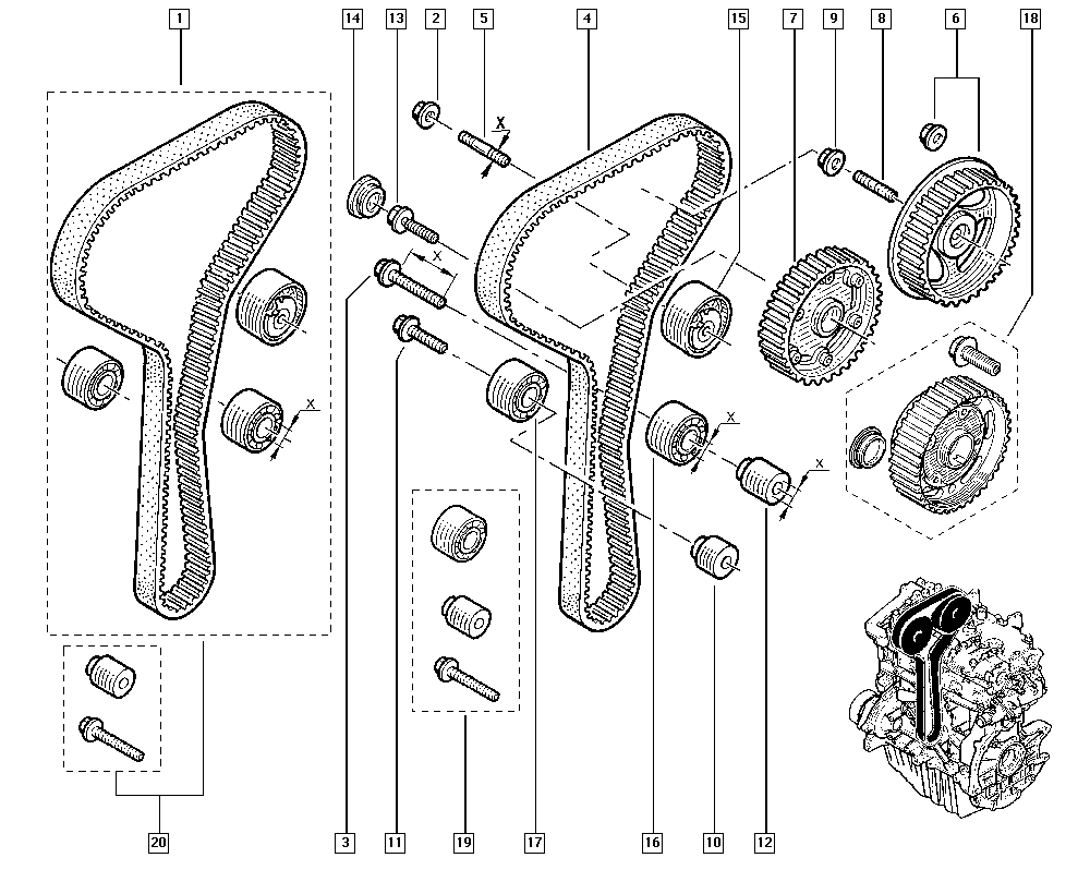 RENAULT 82 00 989 172 - Rullo tenditore, Cinghia dentata www.autoricambi360.it
