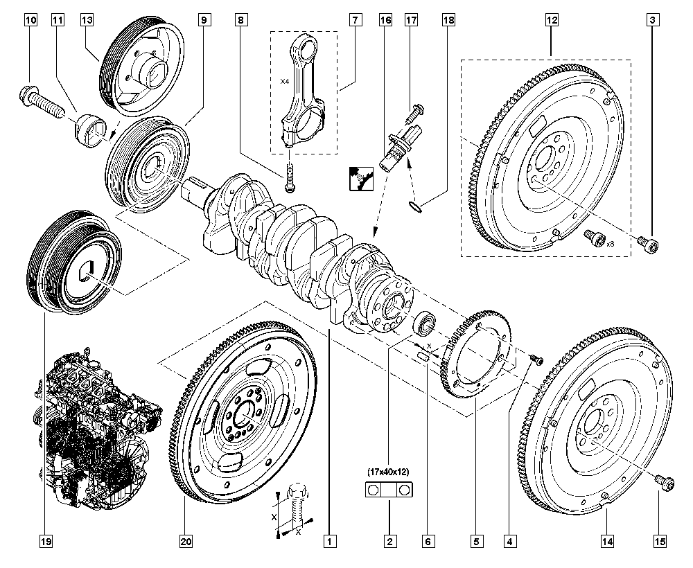 RENAULT 82 00 805 671 - Puleggia cinghia, Albero a gomiti www.autoricambi360.it