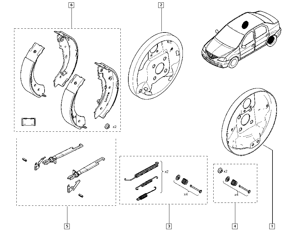 RENAULT 60 01 551 409 - Kit ganasce freno www.autoricambi360.it
