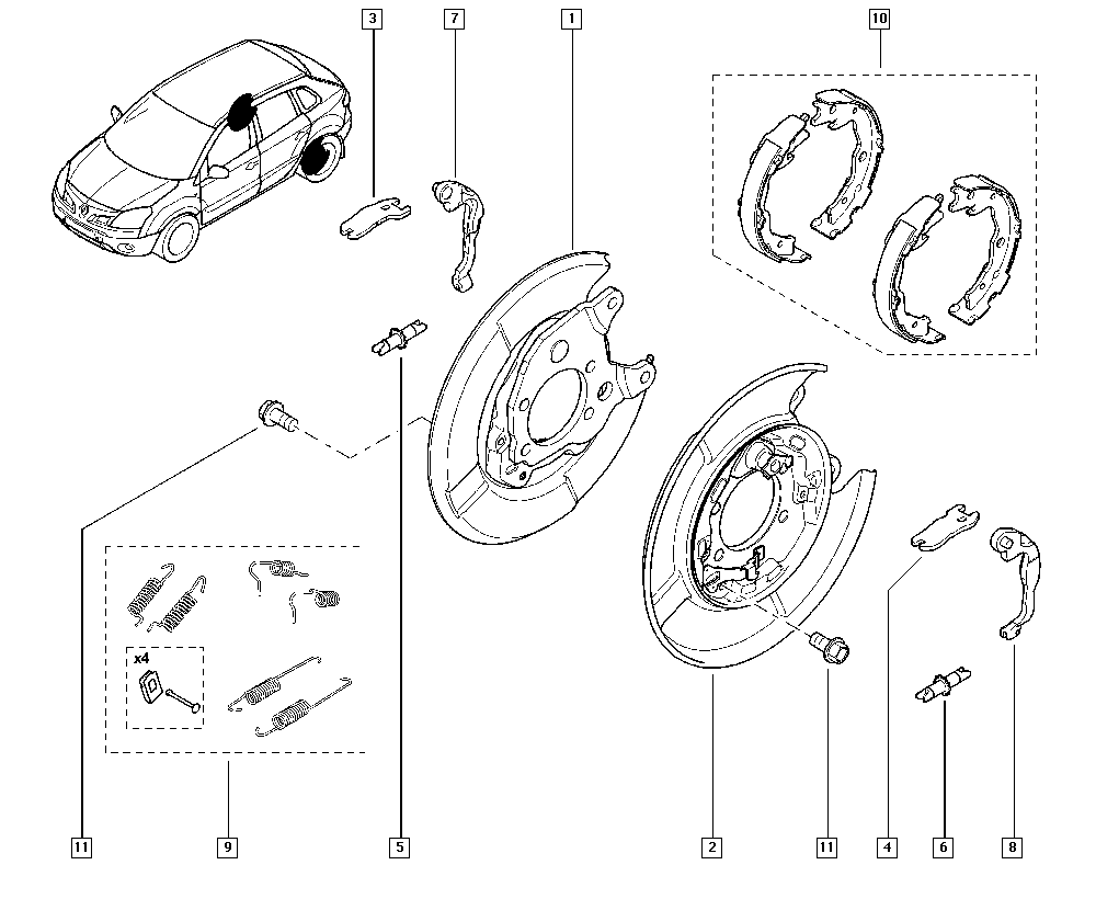 RENAULT 44 06 0CY 025 - Kit ganasce, Freno stazionamento www.autoricambi360.it