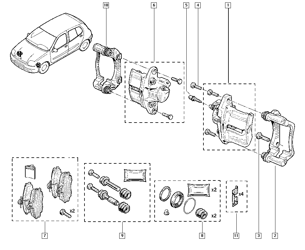 RENAULT 7701210142 - Kit pastiglie freno, Freno a disco www.autoricambi360.it