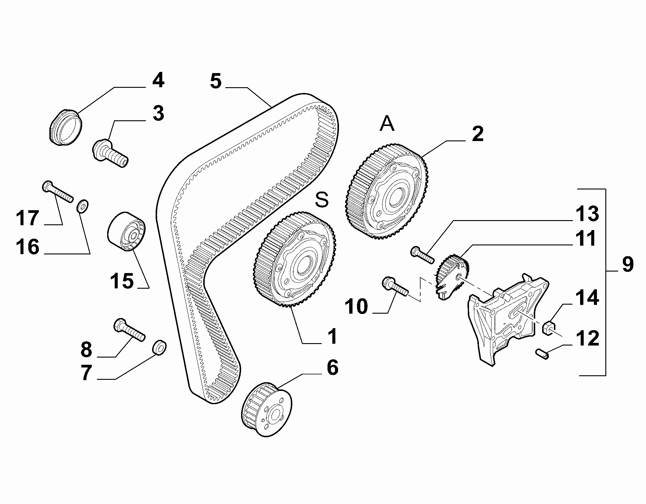 FCA 55190876 - Pompa acqua + Kit cinghie dentate www.autoricambi360.it