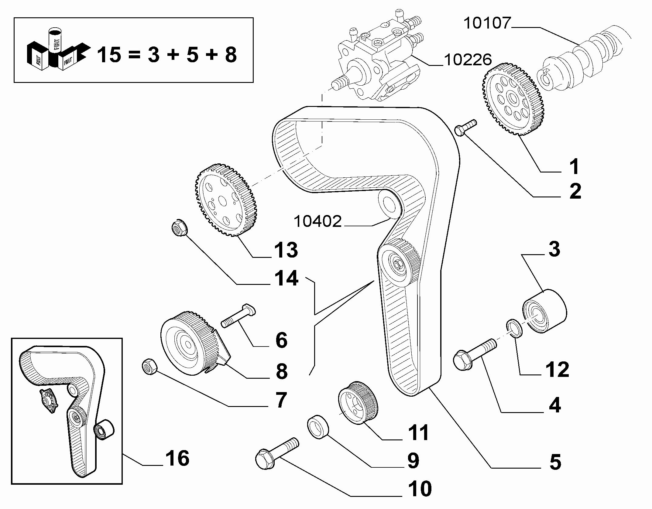 FCA 71771582 - Pompa acqua + Kit cinghie dentate www.autoricambi360.it