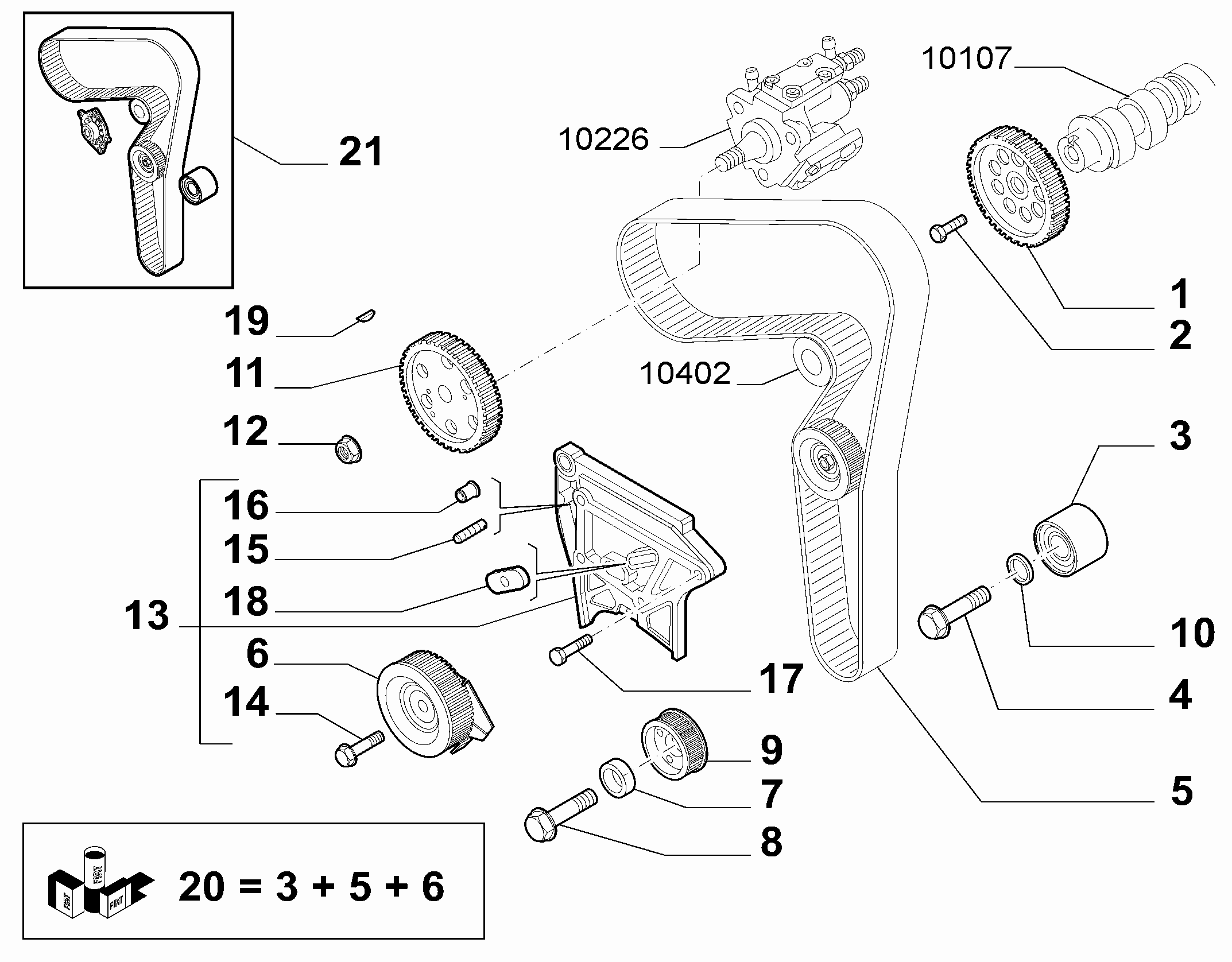 FCA 55190876 - Pompa acqua + Kit cinghie dentate www.autoricambi360.it
