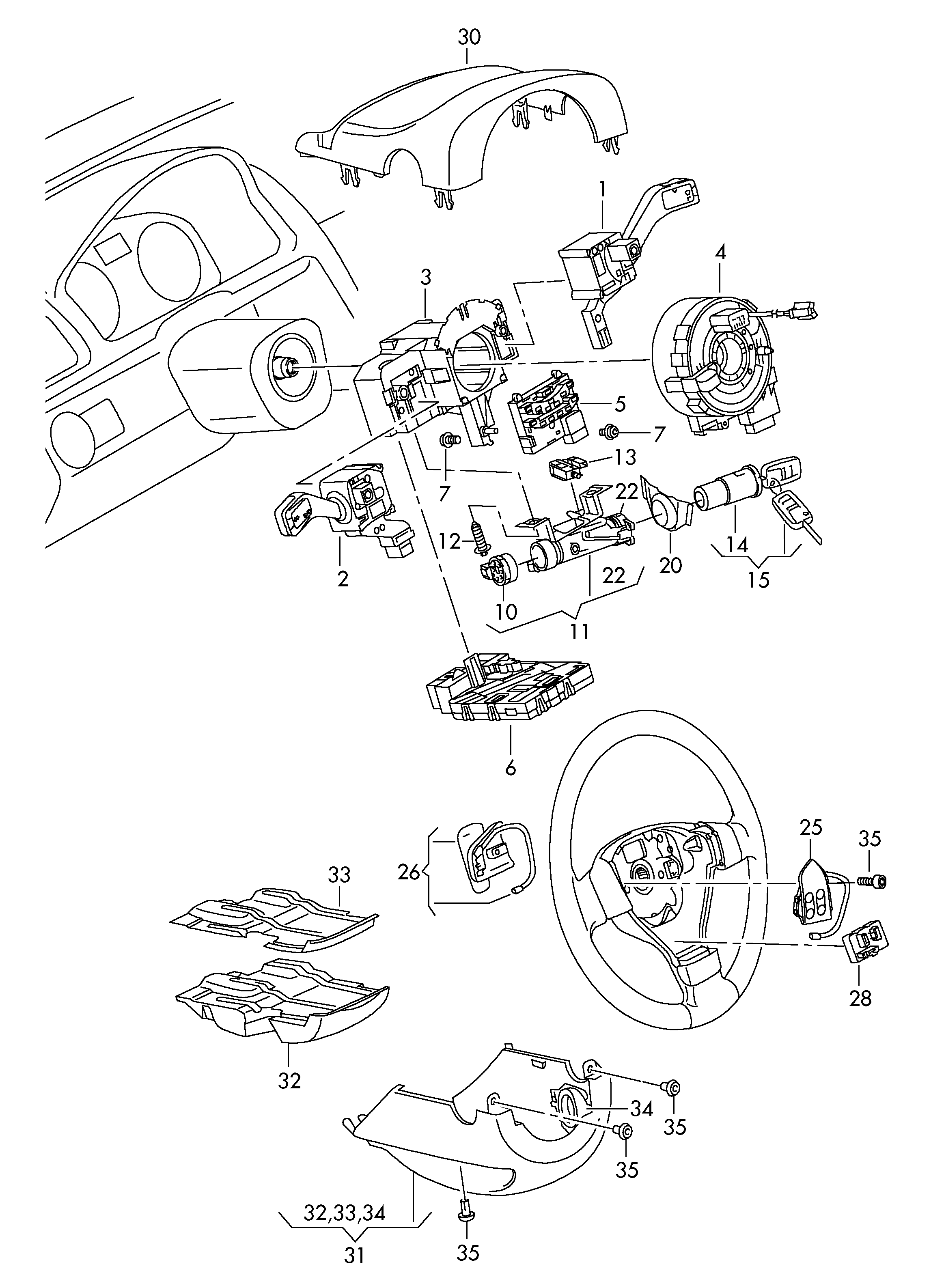 VAG 1K0 905 865 A - Interruttore, Accensione / motorino d'avviamento www.autoricambi360.it