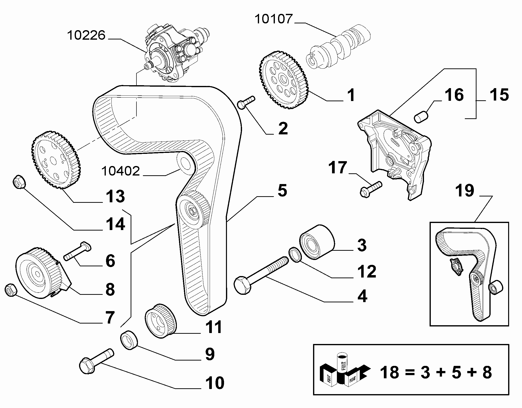 FCA 55190876 - Pompa acqua + Kit cinghie dentate www.autoricambi360.it