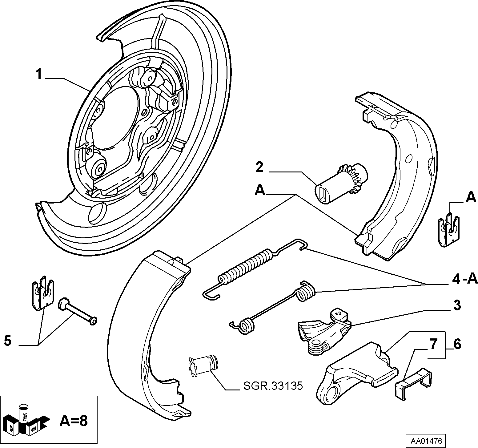 FCA 77363478 - Kit ganasce freno www.autoricambi360.it