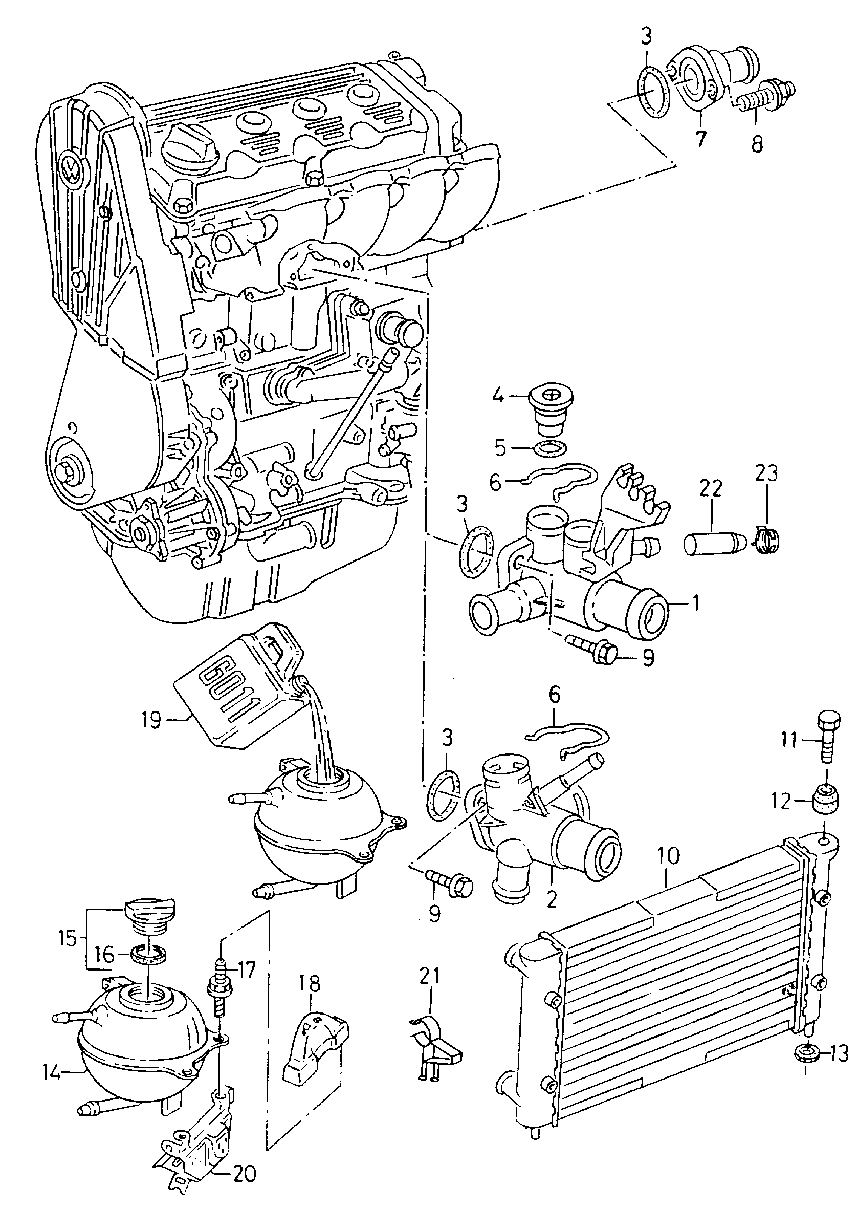 VAG 5X0121407A - Serbatoio compensazione, Refrigerante www.autoricambi360.it